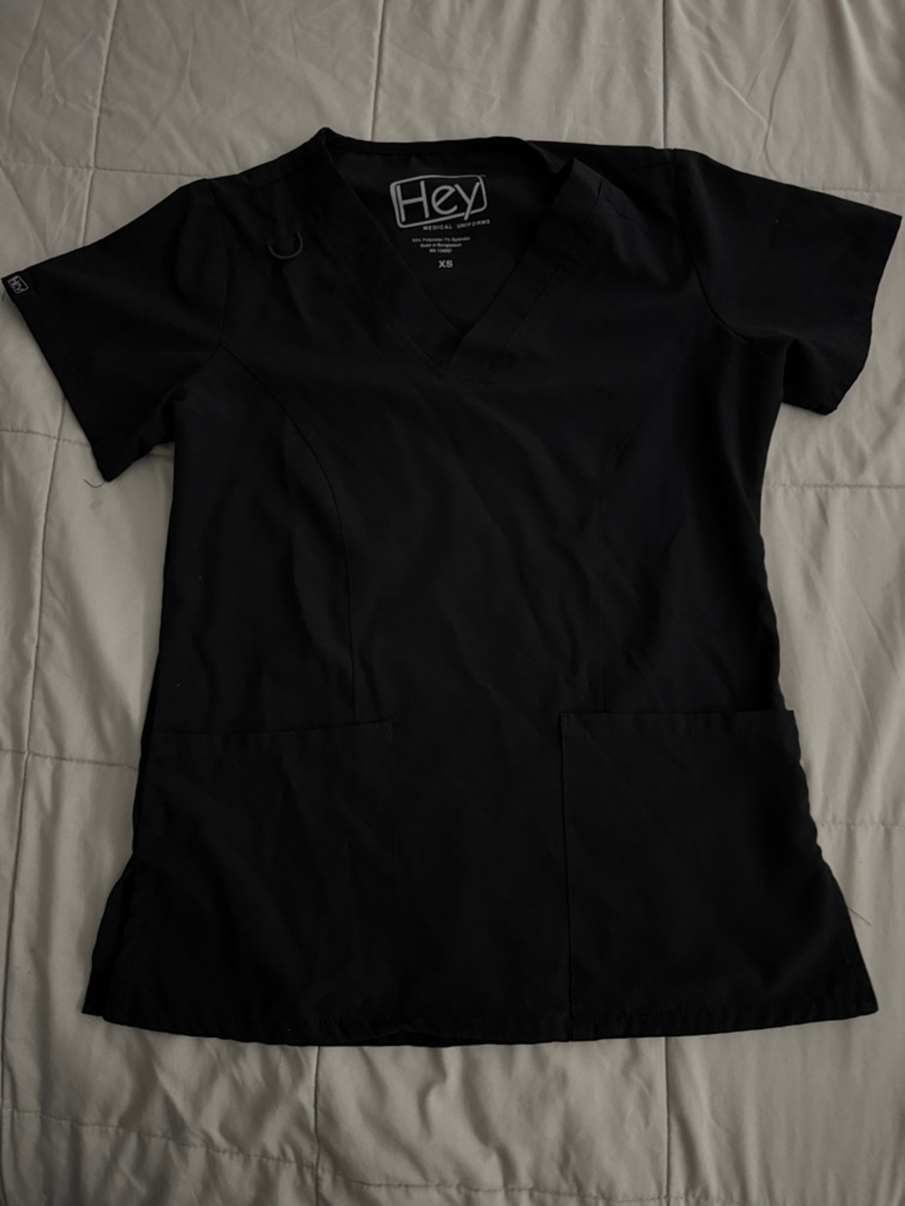 HEy Black V-neck Medical Scrub Top
